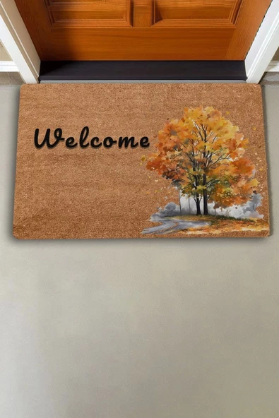 Valerine Life Sonbahar Çınar Ağacı Welcome Kapı Önü Paspası 45x70cm - Resim 2