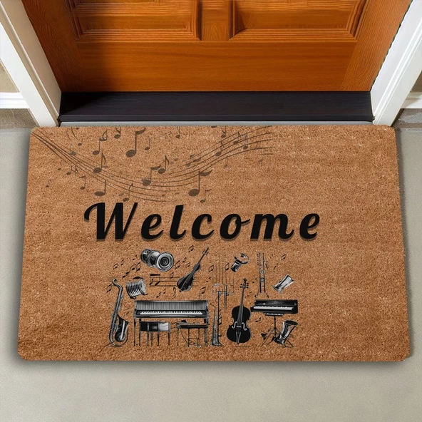Valerine Life Orkestra Aletleri Temalı Welcome Kapı Önü Paspası 45x70cm - 2