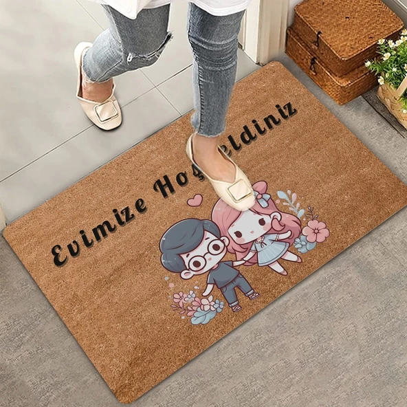 Valerine Life Sevimli Çiftler Evimize Hoş Geldiniz Kapı Önü Paspası 45x70cm