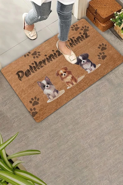 Valerine Life Üçlü Sevimli Yavru Köpekler Patilerinizi Silin Kapı Önü Paspası 45x70cm ürün görseli