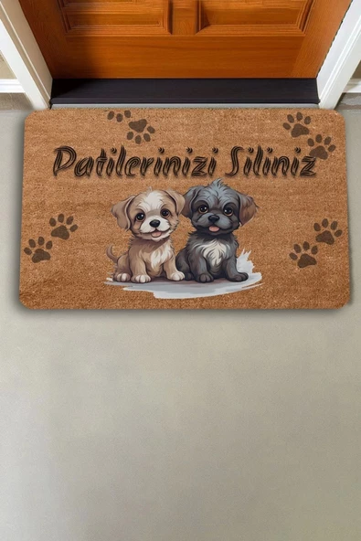 Valerine Life Sevimli Yavru Köpekler Patilerinizi Silin Kapı Önü Paspası 45x70cm - 2
