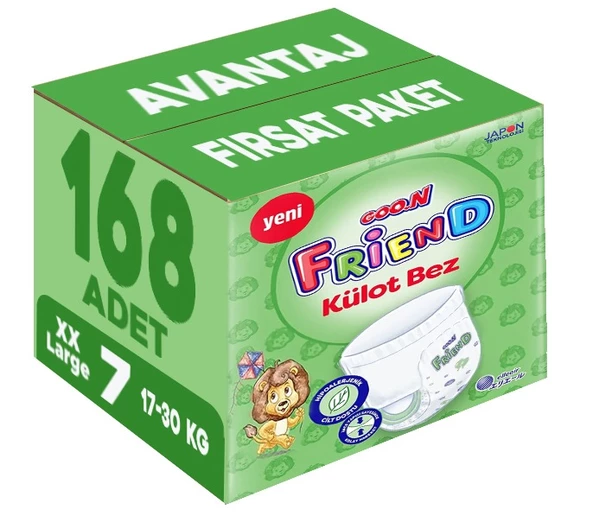 Goon Friend Külot Bebek Bezi Beden:7 (17-30KG) XX Large 168 Adet Avantaj Fırsat Pk