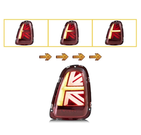 AUTOGP Mini cooper r58 stop lambası ledli british flag 2008 / 2014 kırmızı - 2
