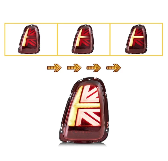 AUTOGP Mini cooper r59 stop lambası ledli british flag 2008 / 2014 kırmızı - 2