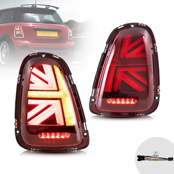 AUTOGP Mini cooper r57 stop lambası ledli british flag 2008 / 2014 kırmızı
