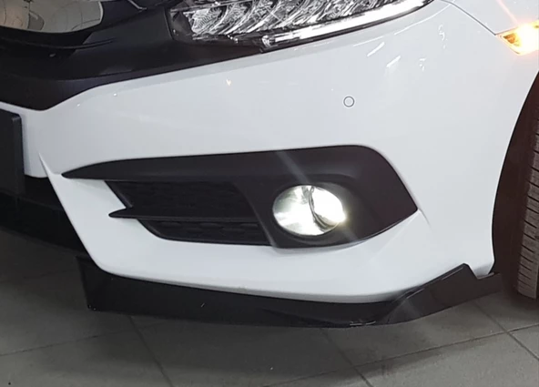 Autogp Honda civic fc5 uyumlu çıkıntılı ön flap parlak siyah dizayn B 2016-20