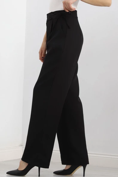 Bel Bağcıklı Palazzo Pantolon Siyah - 20701.683. - 11