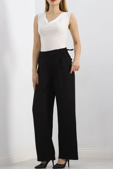 Bel Bağcıklı Palazzo Pantolon Siyah - 20701.683. - 10