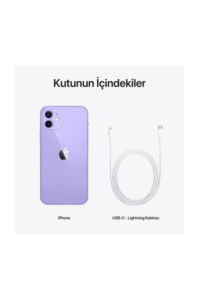 iPhone 12 64 GB Mor Cep Telefonu Aksesuarsız Kutu (Apple Türkiye Garantili) - 8
