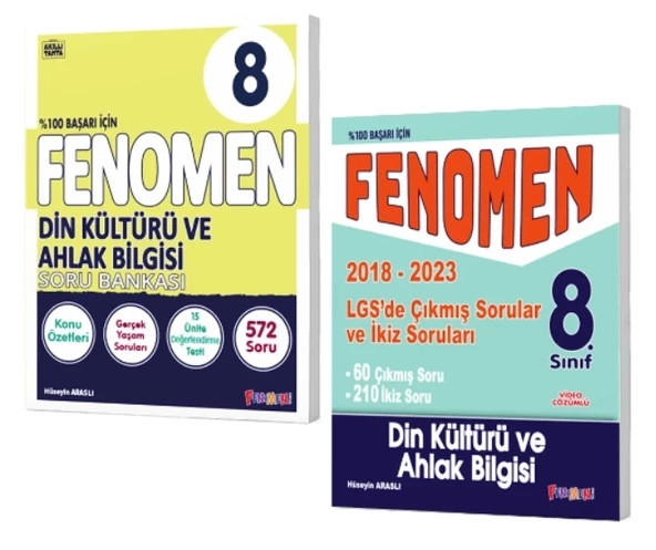 FENOMEN YAYINLARI 8. SINIF Din Kültürü ve Ahlak Bilgisi Soru Bankası + LGS Çıkmış Sorular ve İkiz Soruları (2018-2023) (