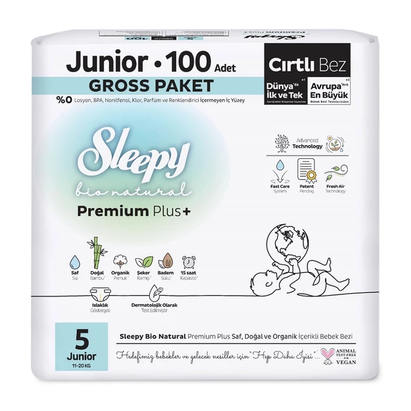 Sleepy Bio Natural Premium Plus Gross Paket Bebek Bezi 5 Numara Junior 100 Adet - 2