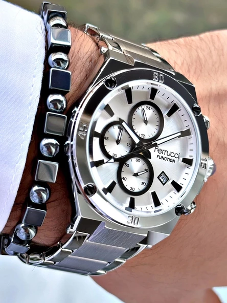 Ferrucci Function FCF.13605FM.02 Çelik Kordon Erkek Kol Saati - Resim 2