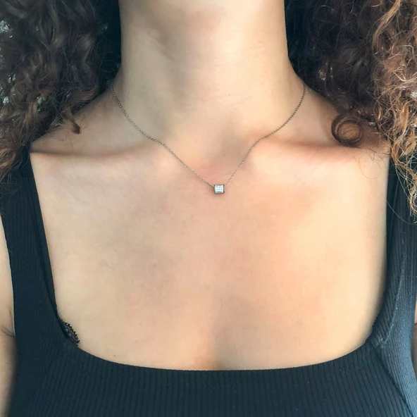 Zirkon Taşlı Gümüş Kolye GK-301 - Resim 2