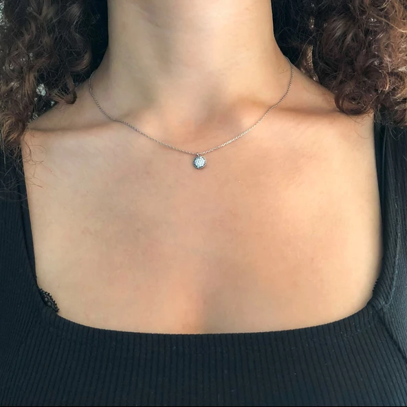 Zirkon Taşlı Gümüş Kolye GK-302 - Resim 2