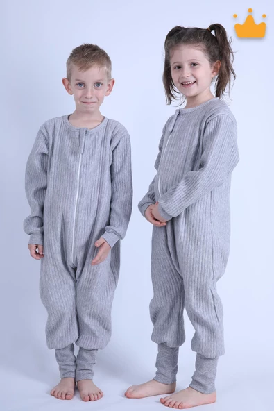 Begisa 2-8 Yaş 1.5 Tog Kapitone Çocuk Uyku Tulumu Unisex Uzun Kollu Uyku Tulumu