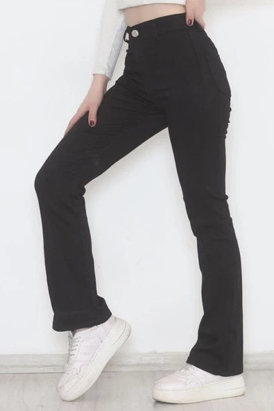 Cepsiz İspanyol Paça Kot Pantolon Siyah - 12606.1431. - 5