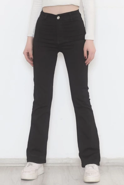 Cepsiz İspanyol Paça Kot Pantolon Siyah - 12606.1431. - 7