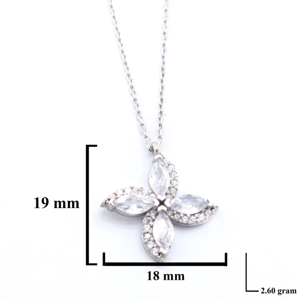Zirkon Taşlı Çiçek Şekilli Gümüş Kolye GK-336 - 3