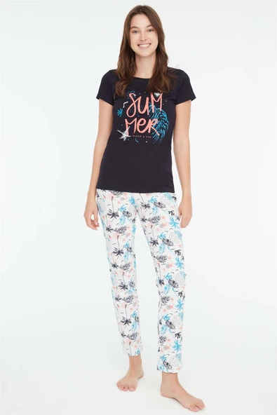 Mod Collection 3852 Kadın Yuvarlak Yaka Pijama Takımı