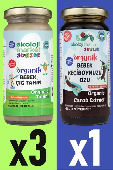 Organik Çiğ Tahin 230 gr (3 Adet) + Organik Keçiboynuzu Özü 290 gr