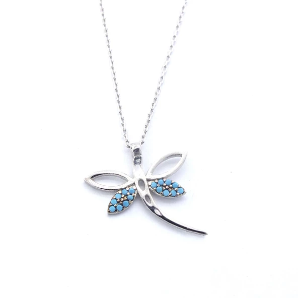 Mavi Taşlı Yusufcuk Gümüş Kolye GK-319 ürün görseli