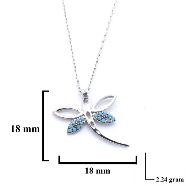 Mavi Taşlı Yusufcuk Gümüş Kolye GK-319 - Resim 3