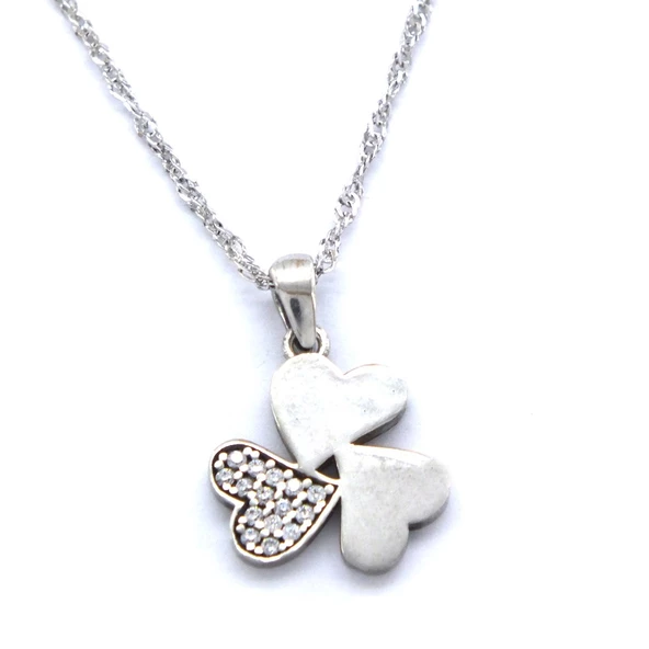 Yonca Motifli Zirkon Taşlı Gümüş Kolye GK-189 ürün görseli