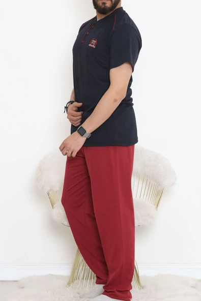 Düğmeli Erkek Pijama Takımı Lacibordo - 17370.1048. - 2