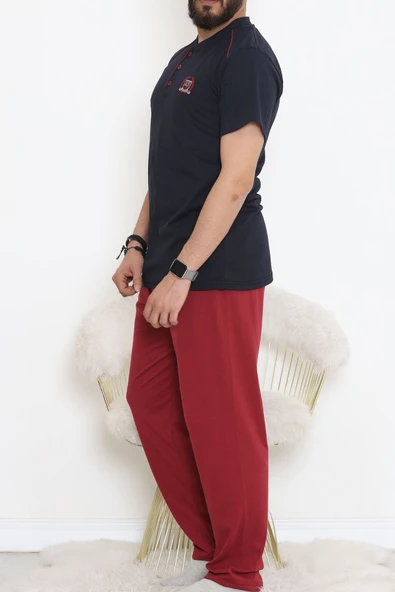 Düğmeli Erkek Pijama Takımı Lacibordo - 17370.1048. - 5