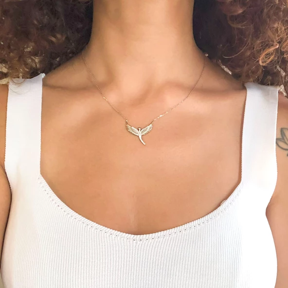 Zirkon Taşlı Melek Gümüş Kolye GK-225 - 2