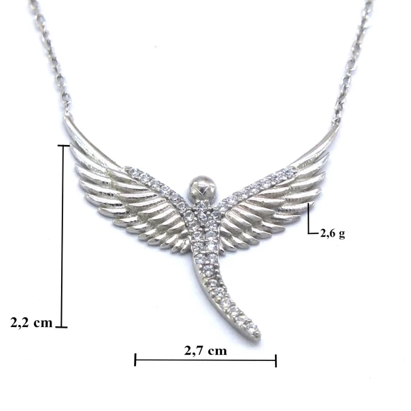 Zirkon Taşlı Melek Gümüş Kolye GK-225 - 3