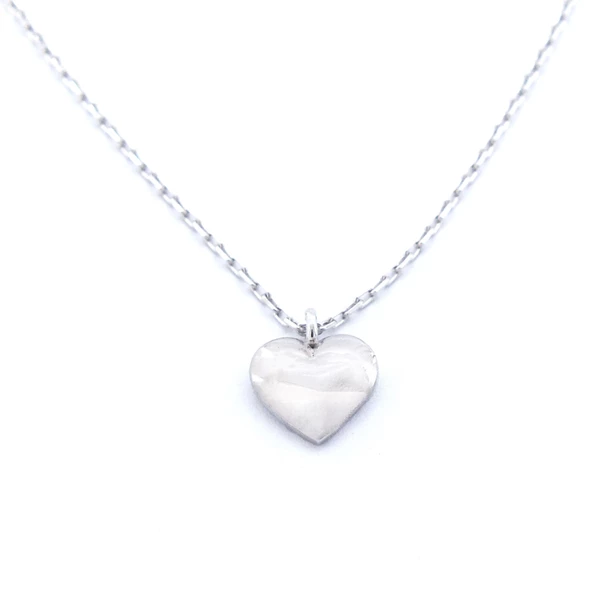 Minimal Tasarım Kalp Şekilli Gümüş Kolye GK-278 ürün görseli