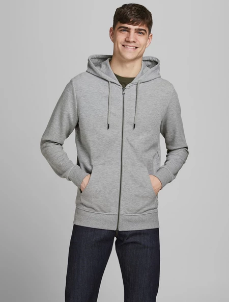 Jack&Jones Oversize Fermuarlı Kapüşonlu Erkek Sweatshirt - Günlük ve Spor - 7