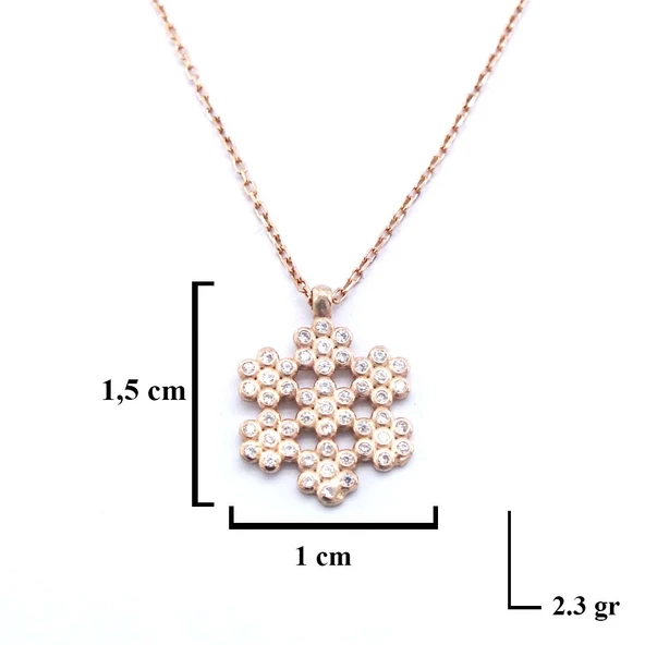 Zirkon Taşlı Kar Tanesi Gümüş Kolye GK-288 - 3