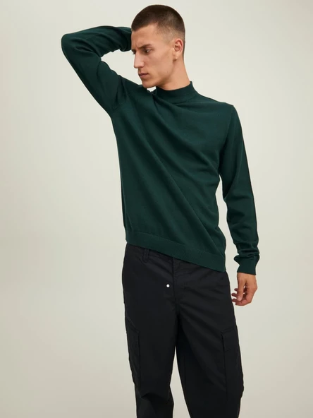 Jack&Jones Minimalist Yüksek Yakalı Uzun Kol Erkek Kazak - Oversize