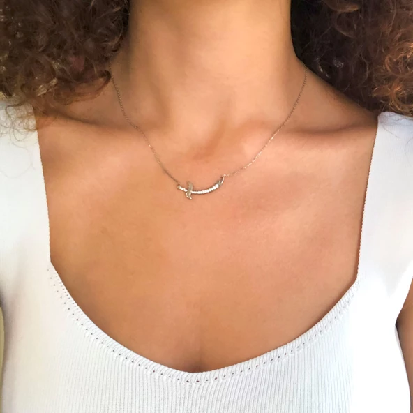 Zirkon Taşlı Hz. Ali Kılıcı Gümüş Kolye GK-295 - Resim 2