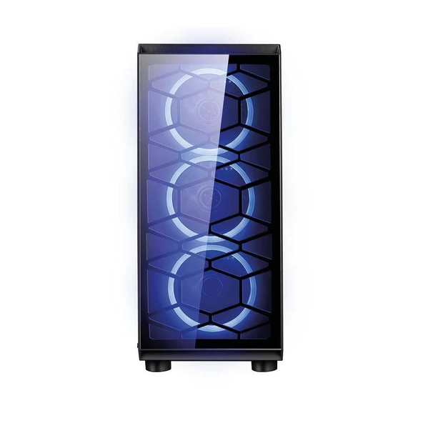 Omyvera 192-6 4X Blue Fan Usb 2.0 250W 300W Matx Gaming Bilgisayar Kasası - 3