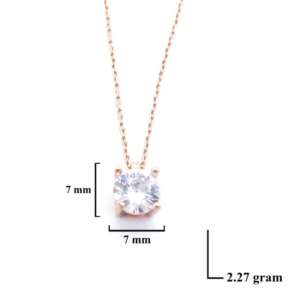 Rose Zirkon Taşlı Gümüş Kolye GK-328 - Resim 3