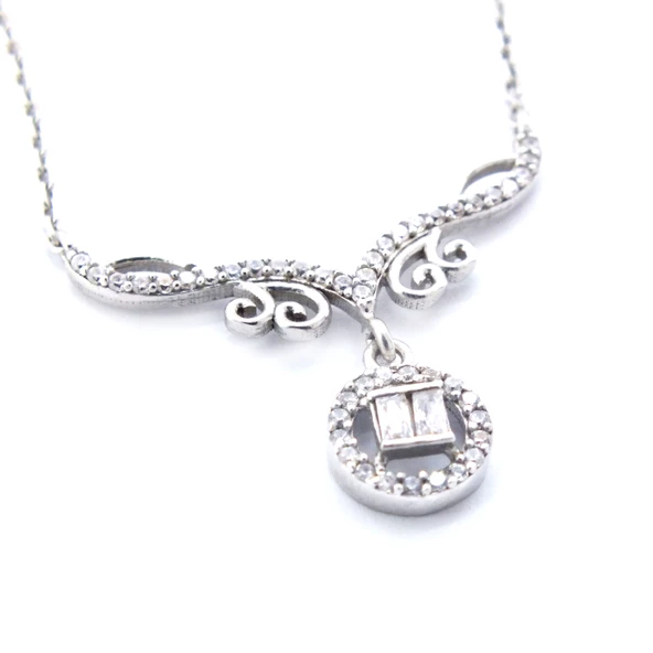 Zirkon Taşlı El İşçiliği Gümüş Kolye GK-329 - 4