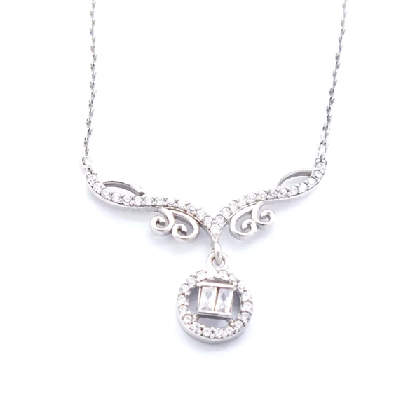 Zirkon Taşlı El İşçiliği Gümüş Kolye GK-329