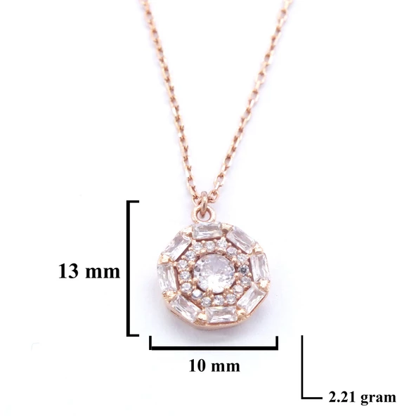 Rose Zirkon Taşlı Gümüş Kolye GK-333 - 3