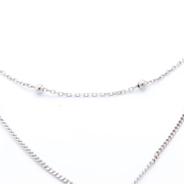 Gümüş Kolye Kadın Kombinli Yıldızlı 925 Ayar -  GK-272 - Resim 5