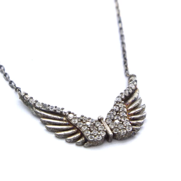 Kanat Motifli Zirkon Taşlı Gümüş Kolye GK-163 - Resim 3