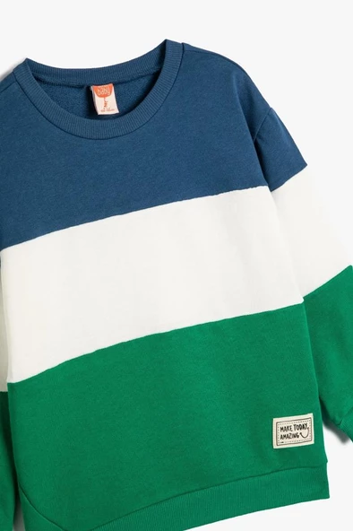 Koton Erkek Bebek Sweatshirt Uzun Kollu Renk Bloklu Pamuklu - 3