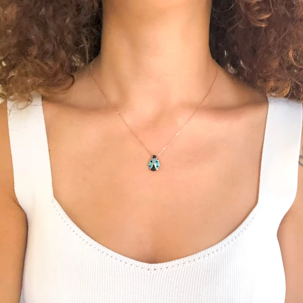 Uğur Böceği Rose Gümüş Kolye GK-224 - Resim 2