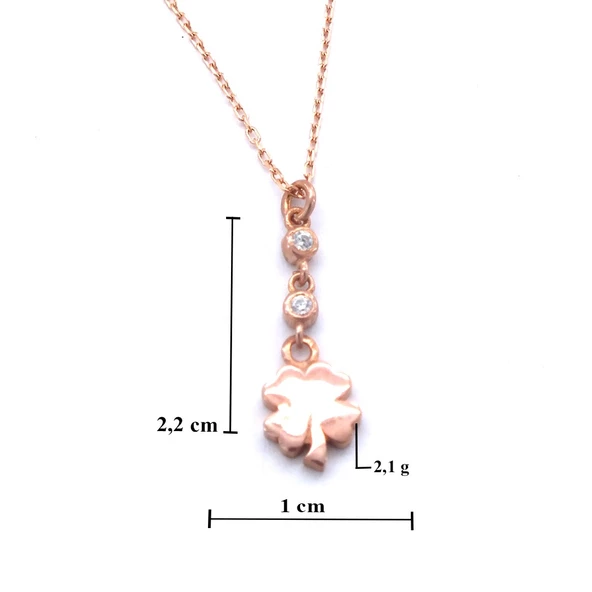 Zirkon Taşlı Yonca Rose Gümüş Kolye GK-253 - 5