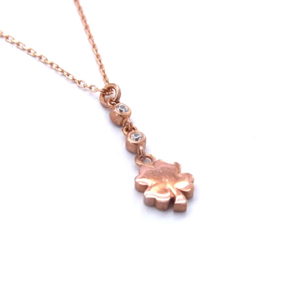 Zirkon Taşlı Yonca Rose Gümüş Kolye GK-253 - 2