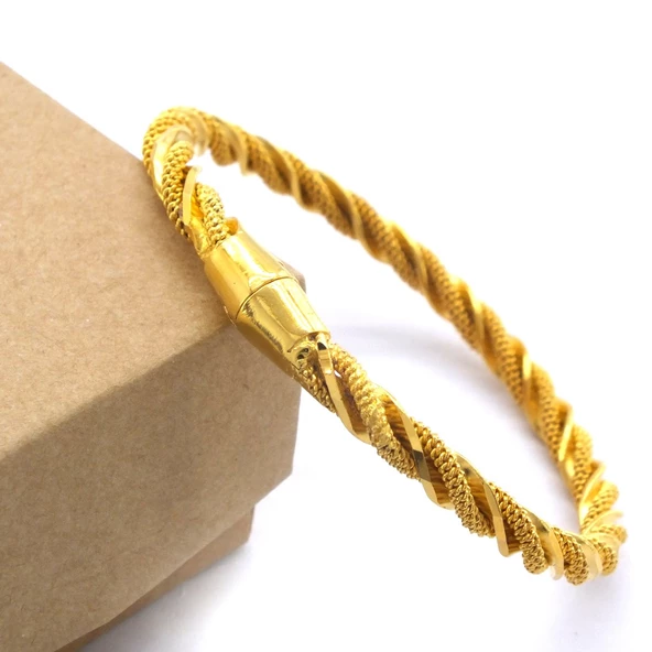 Çelik Kelepçe Bileklik Altın Kaplama Burma Model BLZ-512