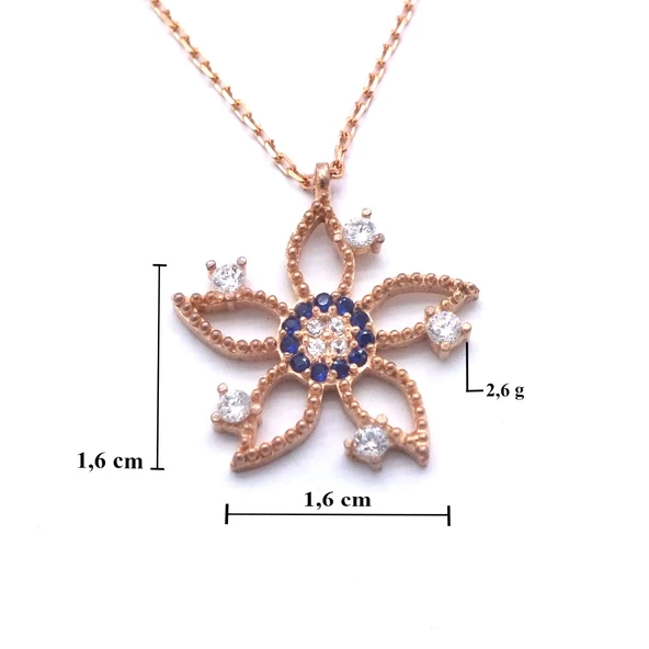 Zirkon Taşlı Çiçek Rose Gümüş Kolye GK-246 - Resim 4