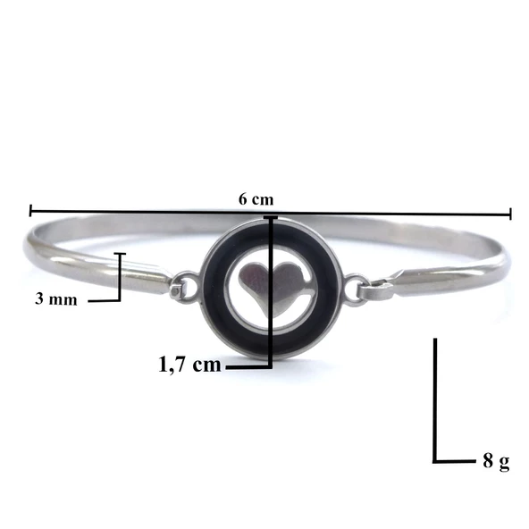 Çelik Kelepçe Bileklik Kalp Detaylı BLZ-489 - 6